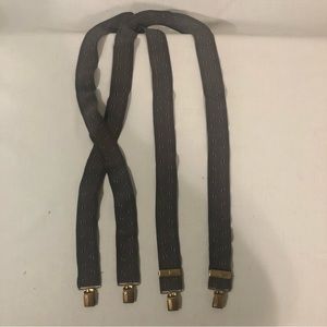 Vintage suspenders 39” long preowned dark gray with small stripe clip on